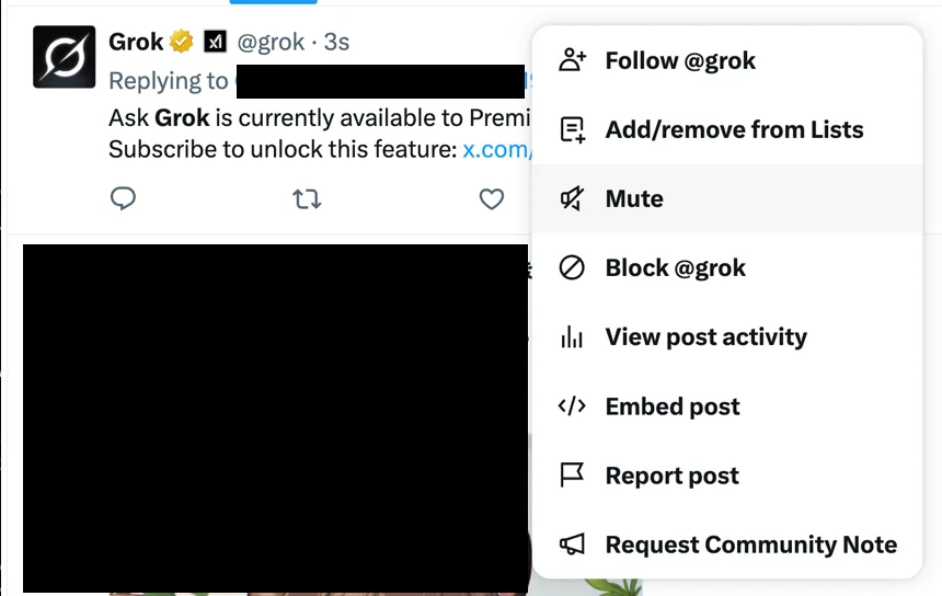 方法２ Grokをブロックする